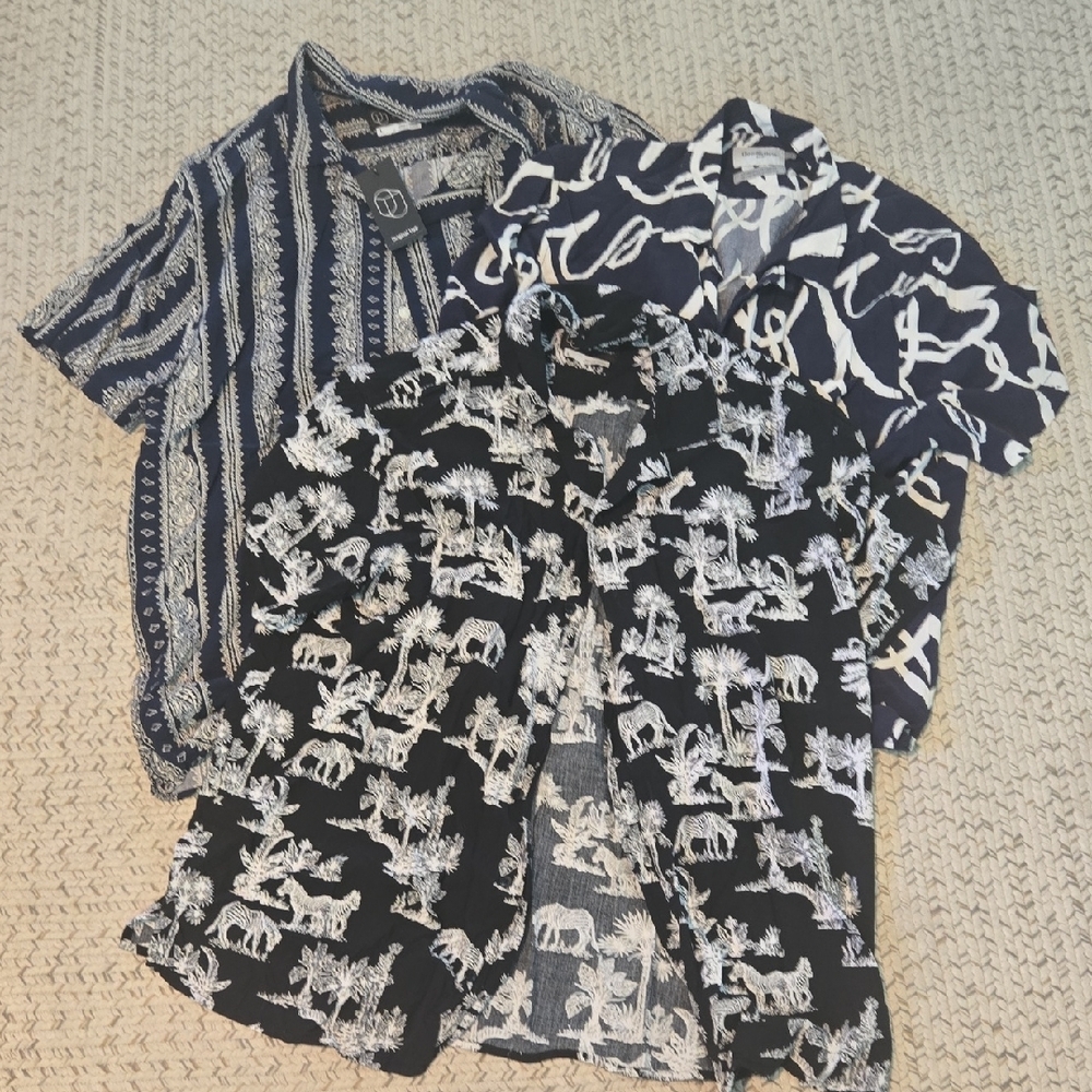 Original Use Men's Casual Button Down Shirts - Black and White Patterns